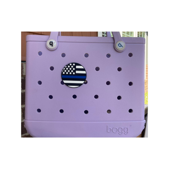 Thin Blue Line Police Law Enforcement Bogg Bag Charm - Picture 1 of 1